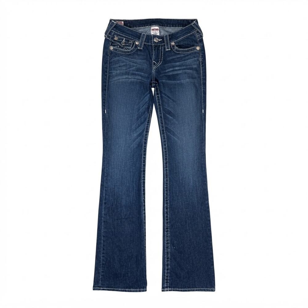 True Religion Contrast Stitch Bootcut Blue Jeans | Size 27
